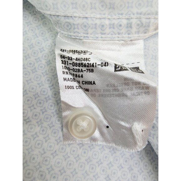 Uniqlo Size Medium Mens White Teal Blue Pattern Long Sleeve Cotton Pocket Shirt - Picture 7 of 10